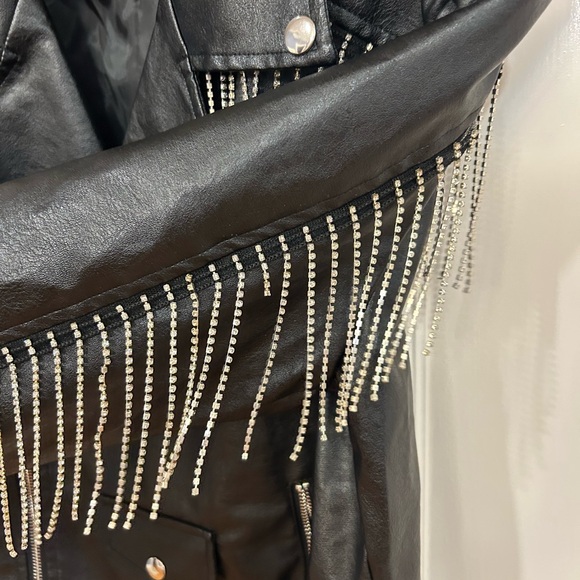 Signature 8 Vegan Leather Rhinestones Fringe Jacket Swiftie Jacket size medium - Picture 7 of 10